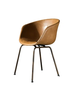 

Nordic Leather Back Chair Simple North American New Light Luxury Chair European Iron Retro Cafe Chair Restaurant Chair