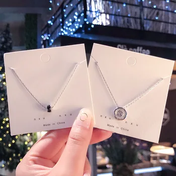 

Choker New Style Europe and America Silver Metal Cool Necklace Simple INS MORI Series Choker Women's Necklace Pendant Silver