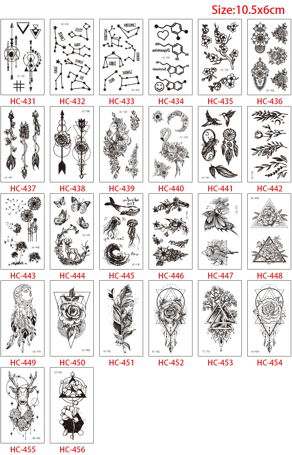 Temporary Body Tattoo Arm Hand Leg Face DIY Sticker Constellation Small Flower Flamingo Dandelion Black Decal Design Fake Tattoo (3)