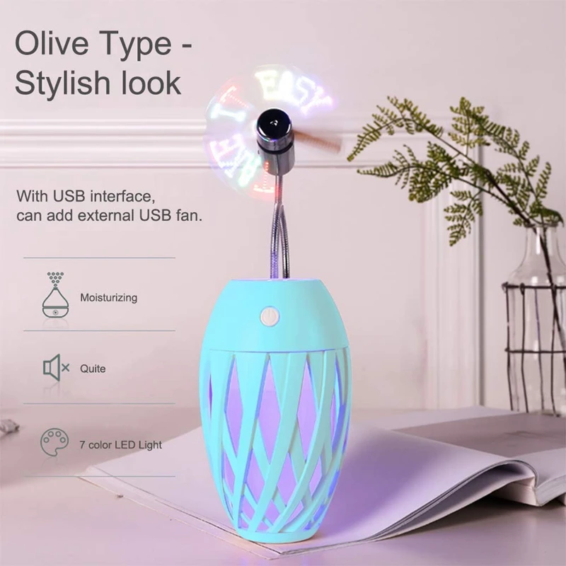 XMX-Vaporizer Humidifier USB Small Mini Humidifier with Two Adjustable Mist Mode / Timer, Automatic 7 Color LED Lights, Olive Ty