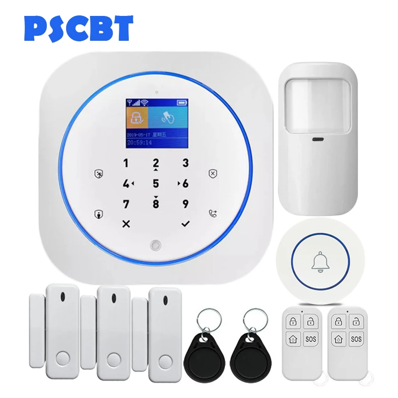 Kit 12 PS12 Tuya WIFI GSM Alarm System Alexa Google Home Burglar Security Kit PIR Window Door Sensor Android IOS APP Remote Control - Цвет: Kit 12