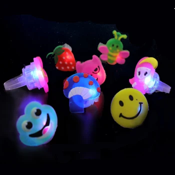 

50PCS Cute LED Flashing Finger Ring Toy Light Up Glowing Finger Ring for Children Christmas Halloween Party Glow in the Dark Toy