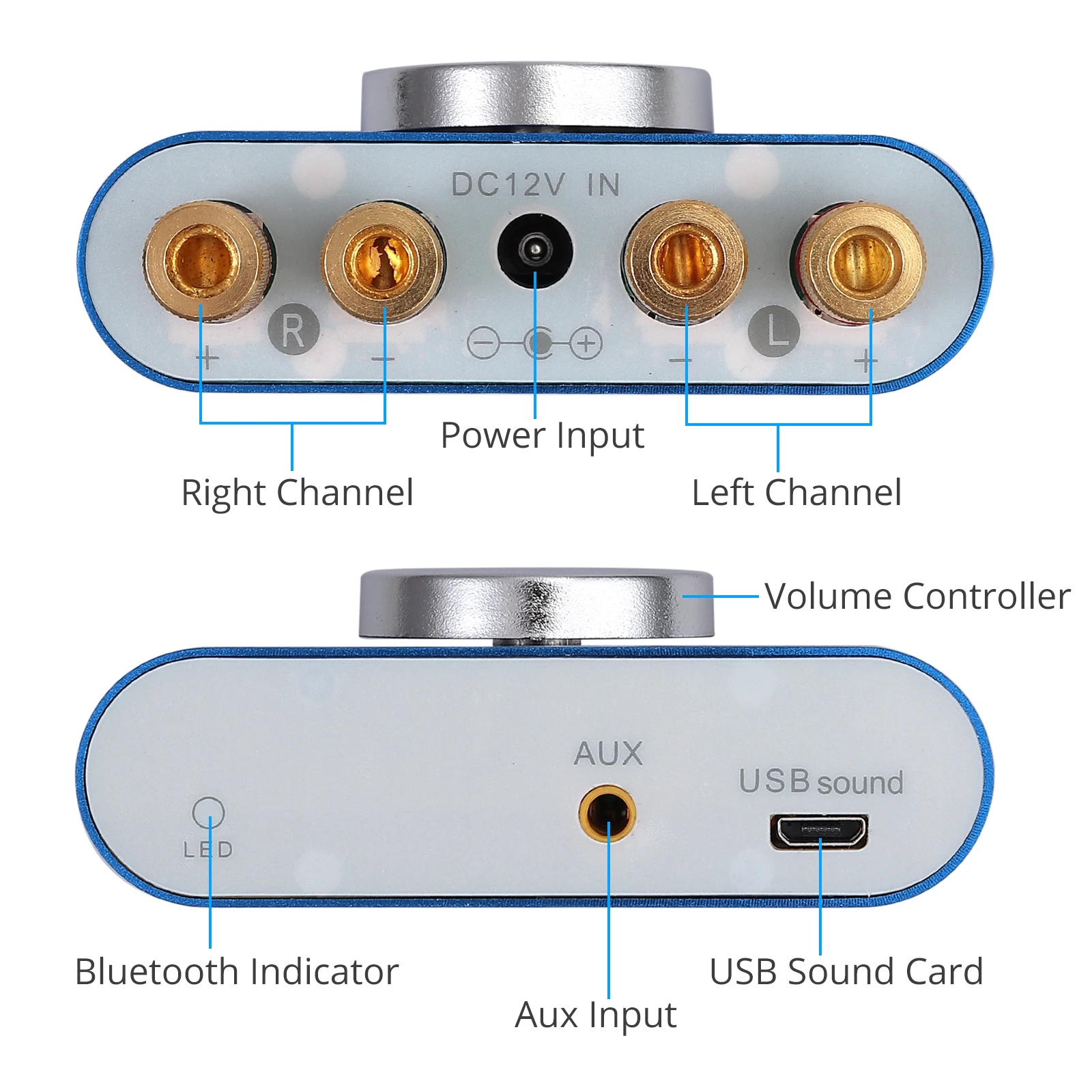 Neoteck 50W*2 HiFi Bluetooth Amplifier D Audio Stereo Amp With Volume Control USB AUX 3.5mm stereo Input Amplifier For Home