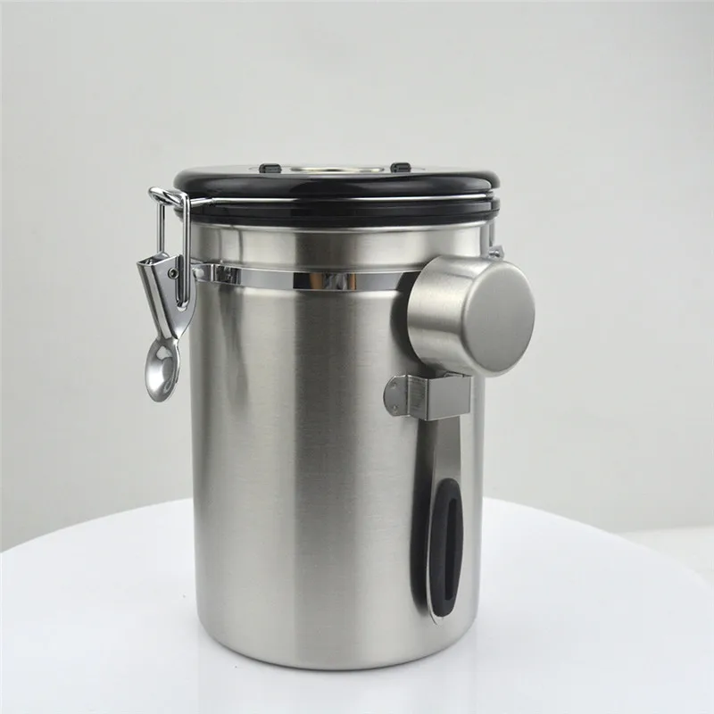 1.5L/1.8L герметичный контейнер для кофе из нержавеющей стали с ложкой, контейнер для хранения кофе, муки, сахара, баночки для кофейных зерен