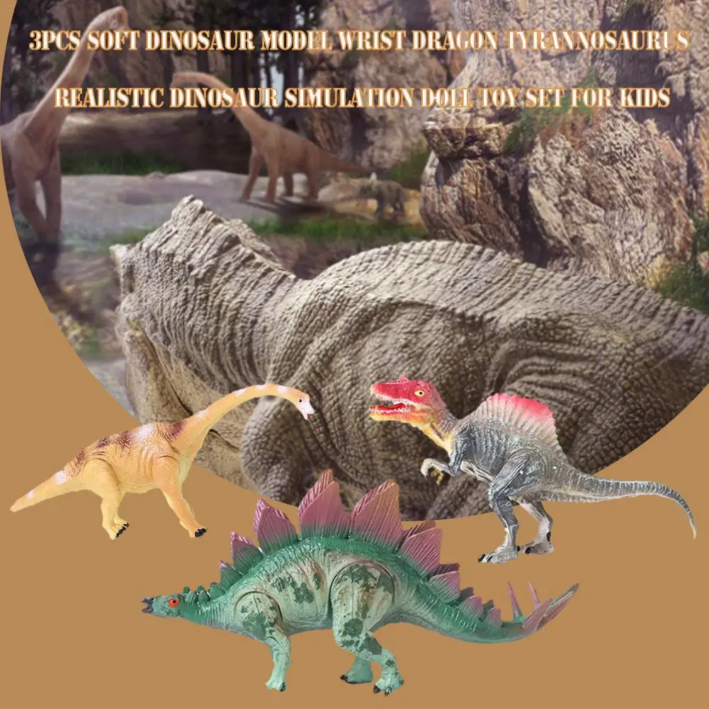 3 шт. динозавр модель запястья Дракон тираннозавр реалистичный динозавр моделирование кукла игрушка Дракон динозавр Коллекция набор для детей