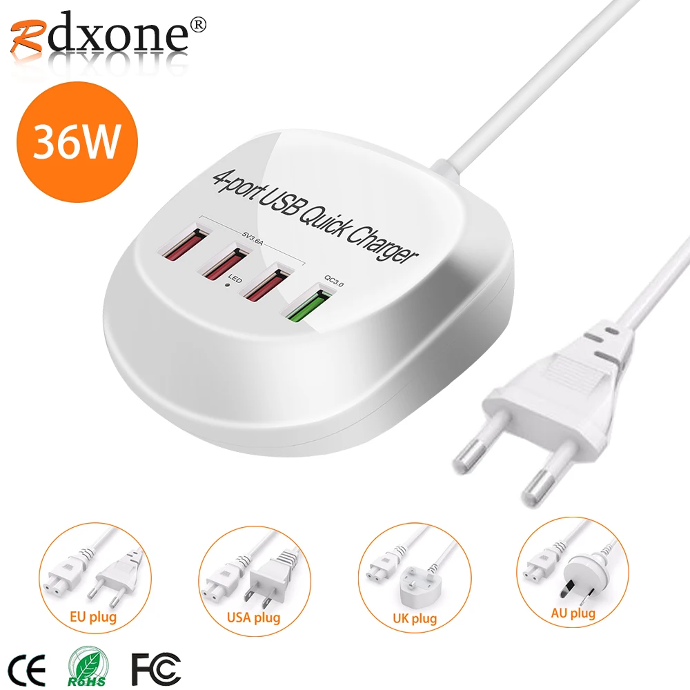 

Quick Charge 3.0 USB Charger Portable Fast Charging Station for Desktop office socket travel chargering