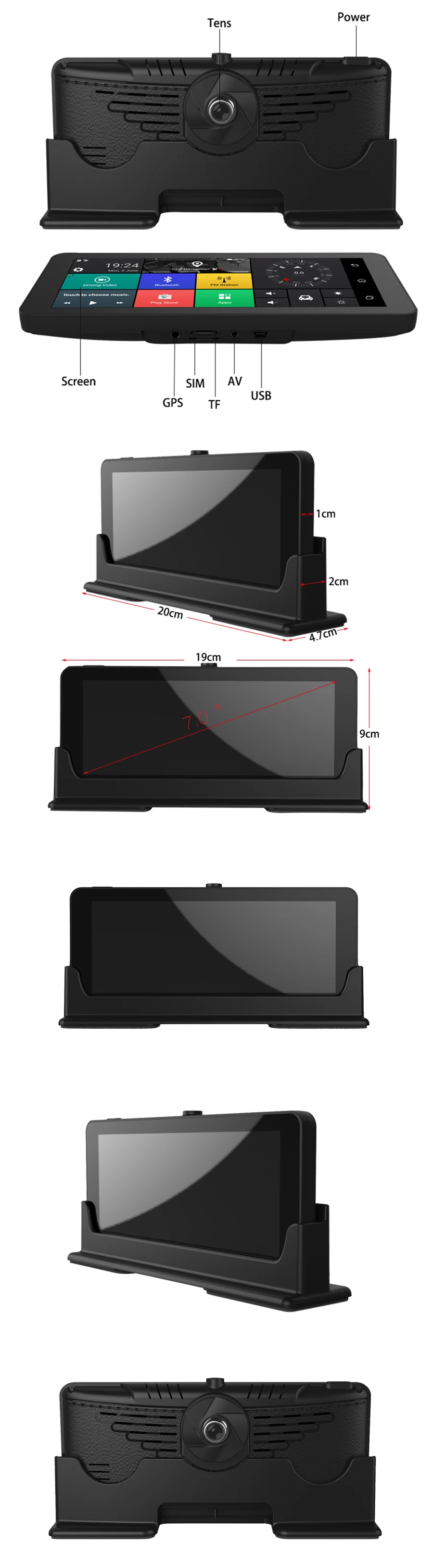 Автомобильный gps-навигатор Anfilite, 4G, 6,86 дюймов, Автомобильный видеорегистратор, Android 5,1, Bluetooth rom, 16 ГБ ram, 1 Гб HD, 1080 P, камера с двумя объективами, видеорегистратор