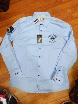 

2019 Men Fashion Casual Long Sleeved Solid shirt Slim Fit Male Social Business Dress Shirt Eden Park Brand Men Clothing
