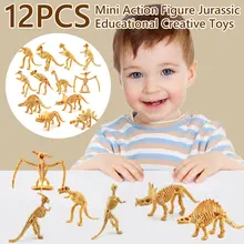 12 pièces de squelette de dinosaure fossile, jouet assorti de squelette d'os de Dino pour le jeu de Science Dino décorations de fête de sable de Dino 