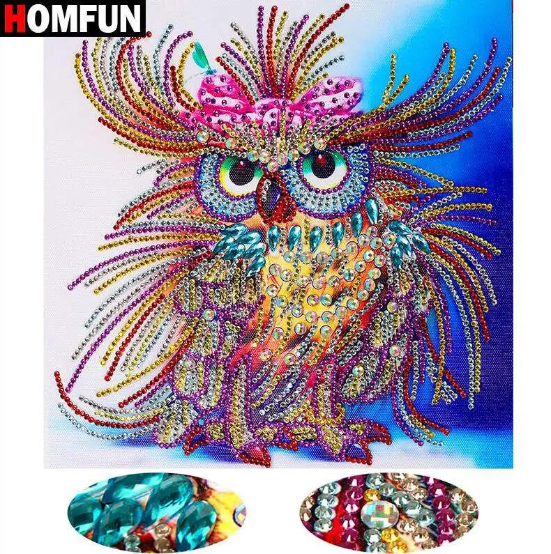 HOMFUN 5D алмазная картина особой формы сова Рукоделие 3d дрель 5D DIY вышивка мультфильм Животные 24x24 см - Цвет: 0012