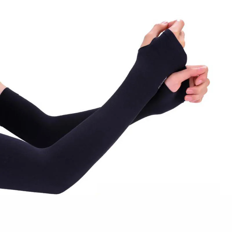 J03-02 Black BZ Calymel модные унисекс ледяные шелковые солнцезащитные рукава для рук с защитой от ультрафиолета теплые длинные перчатки - Цвет: J03-02 Black BZ