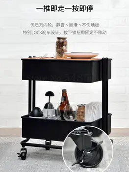 

Nordic Trolley Mobile Small Coffee Table Side Table Iron Sofa Table Side Table Bedside Corner Bed Storage Bedside