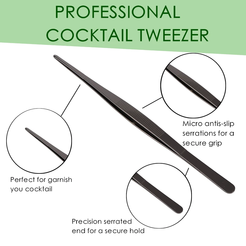 Food Tongs 30cm Stainless Steel Kitchen & Bar Tweezer Cooking Medical
