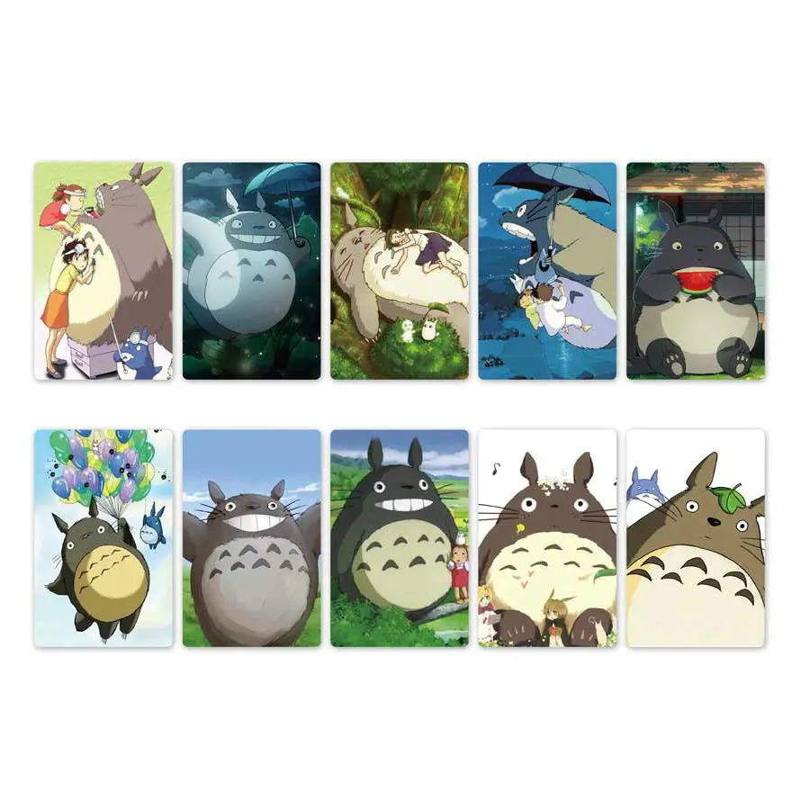 

10pcs My Neighbor Totoro Anime Card Stickers DIY Waterproof Scrub Card Sticker Kids Sticker Toys Collection Gift
