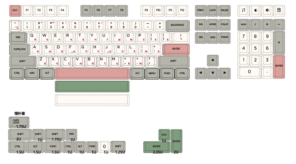 XDA-Dye Sub Keycap Set, PBT grosso para