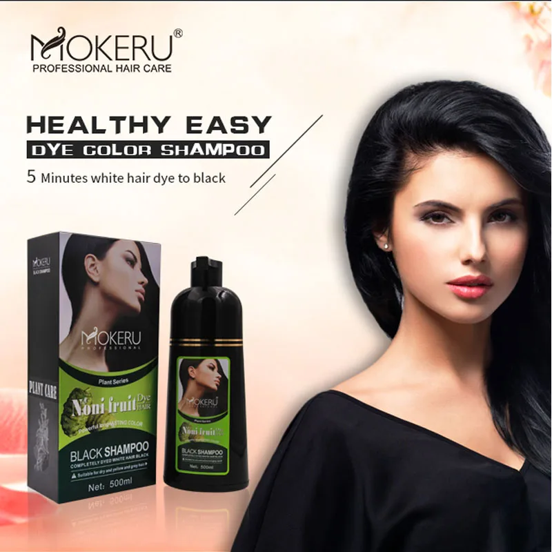 Mokeru 500ml Permanent Black Hair Dye Shampoo Gentle Healthy Long