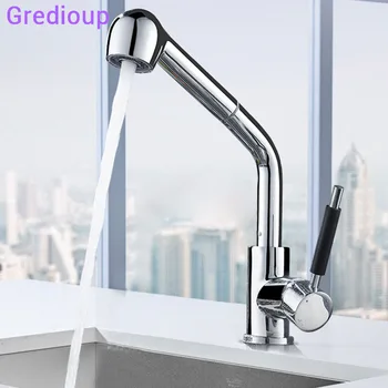 

Kitchen Faucets Pull Out Sinks Water Mixer Kitchen Chrome Single Handle Modern Sink Taps Shower Deck Mount Faucet Cozinha Kraan