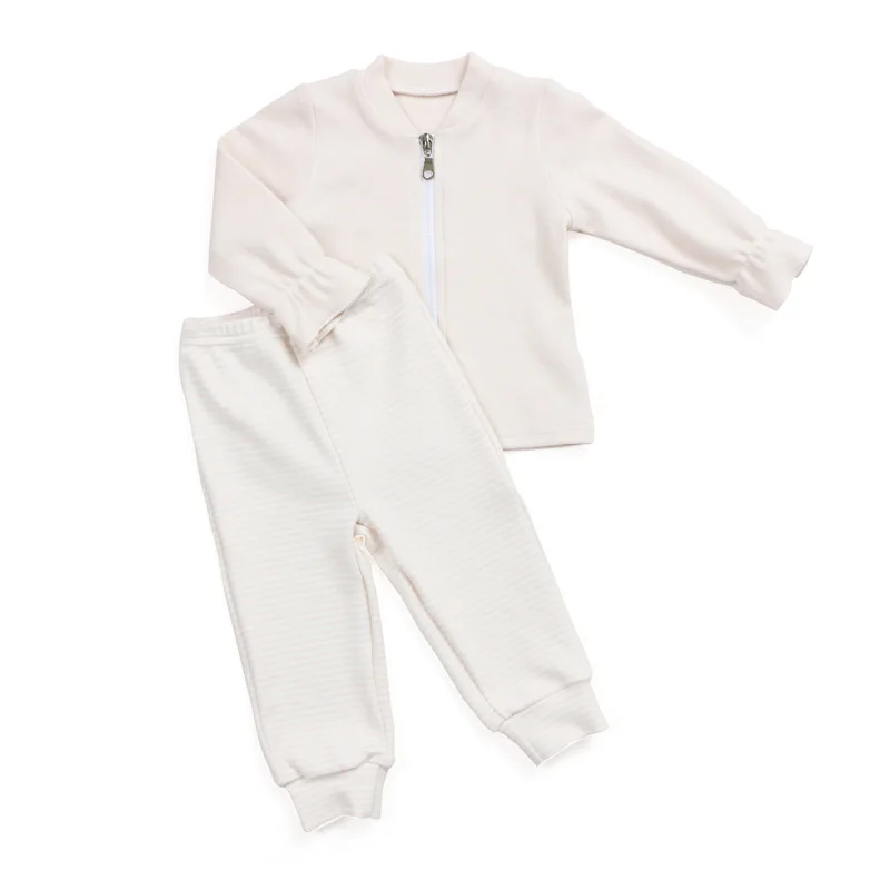 Kaiya angel/осенний комплект одежды для младенцев, NB-24M комплект из 2 предметов, пальто на молнии с длинными рукавами+ штаны в полоску Весенняя повседневная одежда для детей