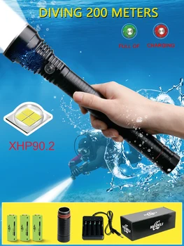 

200m profession underwater xhp90.2 led diving flashlight XHP70 led dive torch IXP8 dive scuba 26650 18650 deep sea lantern torch
