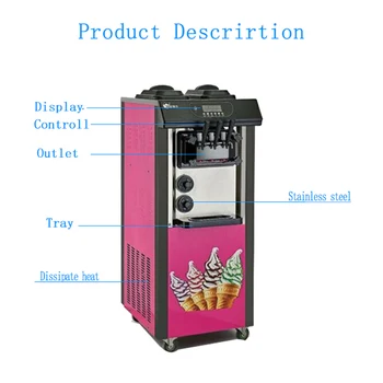 

Ice cream machine commercial soft serve icecream machine 3 flavour 2100W