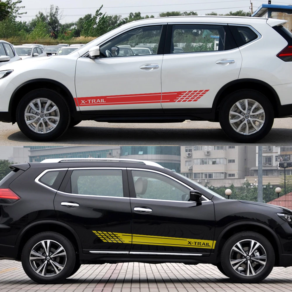 2 шт. автомобиль длинной стороне полосатые наклейки для Nissan X Trail виниловая пленка