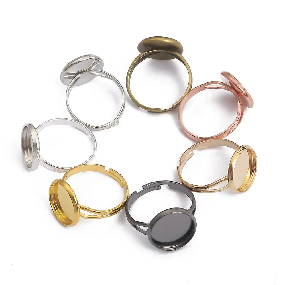 10pcs/lot Adjustable Blank Ring Base Fit Dia 10 12 14 16 18 20 25 Mm