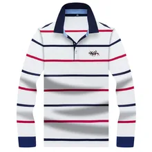 Новинка, брендовая мужская рубашка поло, высокое качество, длинный рукав, в полоску, Повседневная и деловая рубашка поло, 3D вышивка, camisa masculina