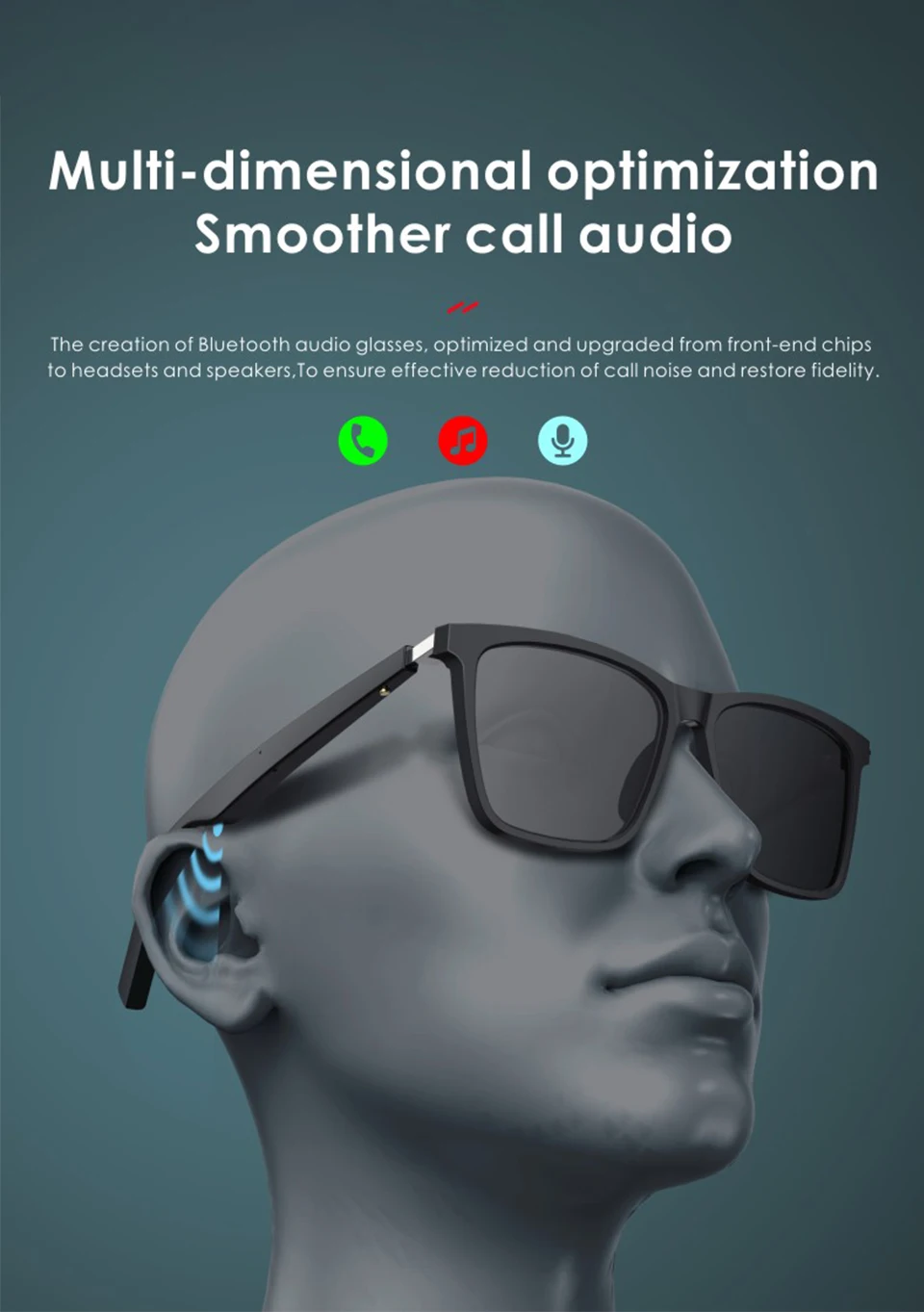 2021 New iULi P7 Fashion Smart Wireless Bluetooth Audio Glasses For Outdoor Sports Driving Cycling Sunglasses