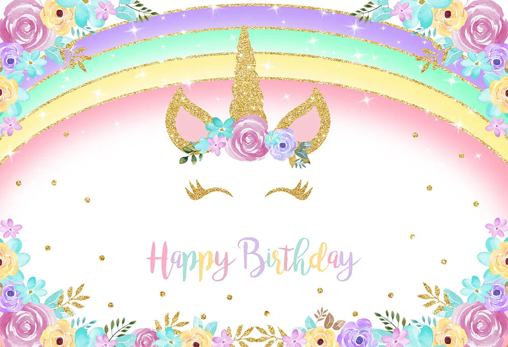 thumbnail image 2 of Magical Unicorn Photography Backdrop & Props - 4.5x6ft Rainbow Party Background With Photo Booth Supplies 2 of 14