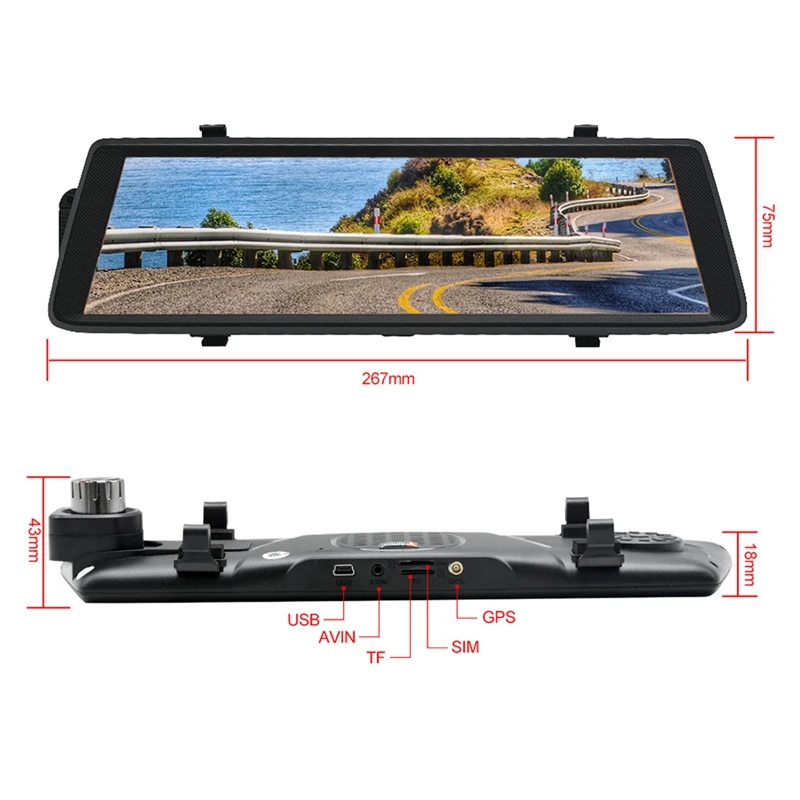 Camlive Spiegel Dash Kamera 10 Inch Ips 4G Gps Navigation Bluetooth Hd1080P Dual Nocken Wifi Spiege