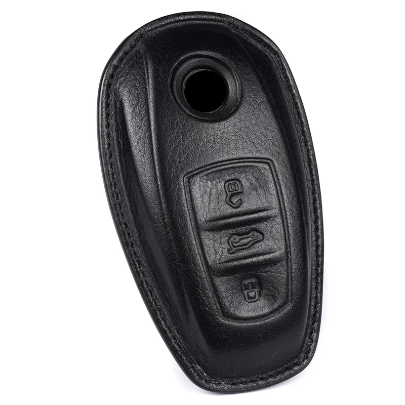 only black cover Роскошный чехол из натуральной кожи для автомобильных ключей для Volkswagen Touareg 2011- Fob для автомобиля - Название цвета: only black cover