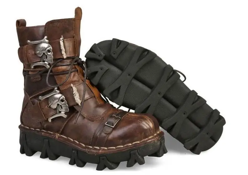 Рабочие ботинки; Мужские ботинки в байкерском стиле из натуральной воловьей кожи; армейские ботинки в готическом стиле; ботинки в стиле панк; ботинки для верховой езды