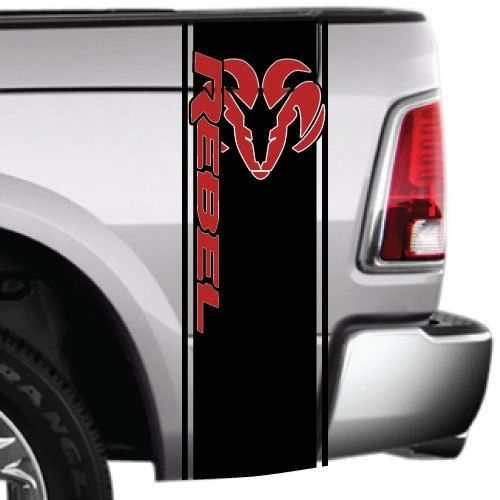 Black 2 Color Dodge Ram Rebel Logo Truck Vinyl Decal Graphic Reflective Red