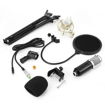 

Professional BM800K Audio Vocal Studio Condenser Microphone Set 3.5MM Wired Computer Microphone for Recording With Stand