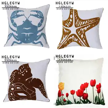 

Animal Crab Starfish Pattern Pillow Case Throw Pillowcase Cotton Linen Printed Pillow Covers For Office Home Decor
