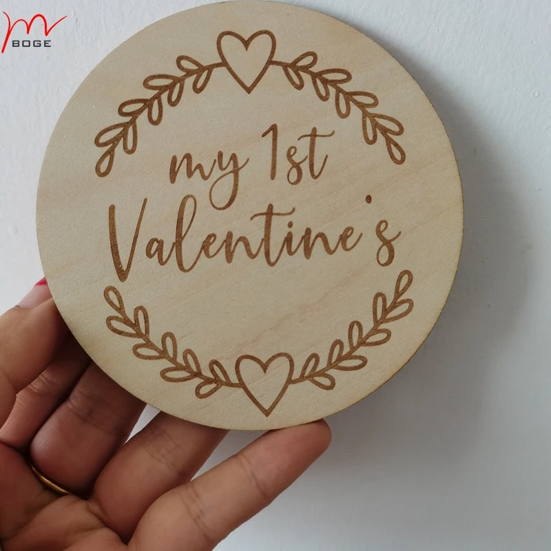 set of 20 pcs My First Valentine card baby my 1st wooden product for valentine day signs