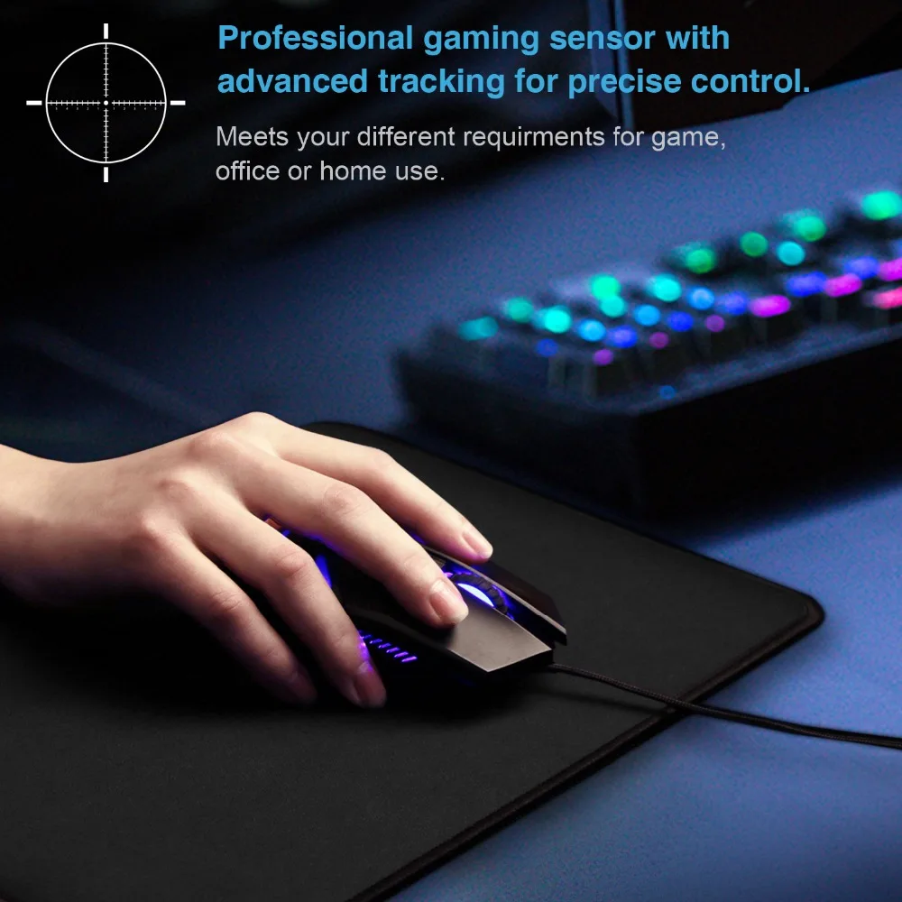 TeckNet 8 кнопочная оптическая Проводная игровая мышь RGB светодиодный Премиум 7000 dpi сенсор эргономичная компьютерная геймерская мышь для ПК ноутбук Настольный