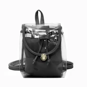 

Clear Transparent Women Backpack Cute Bow Ita Bags For School Harajuku Black Schoolbags For Teenage Girls Fashion Bookbag