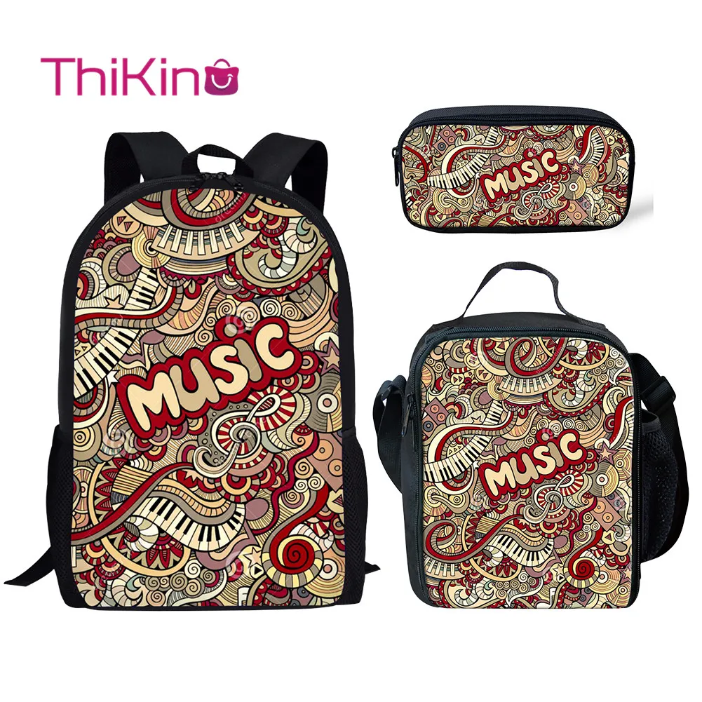 

Thikin Rock Music Pattern 3Pcs/Set Children Fashion School Bag for Boys School Backpack for Teen Girls Kids Book Bags