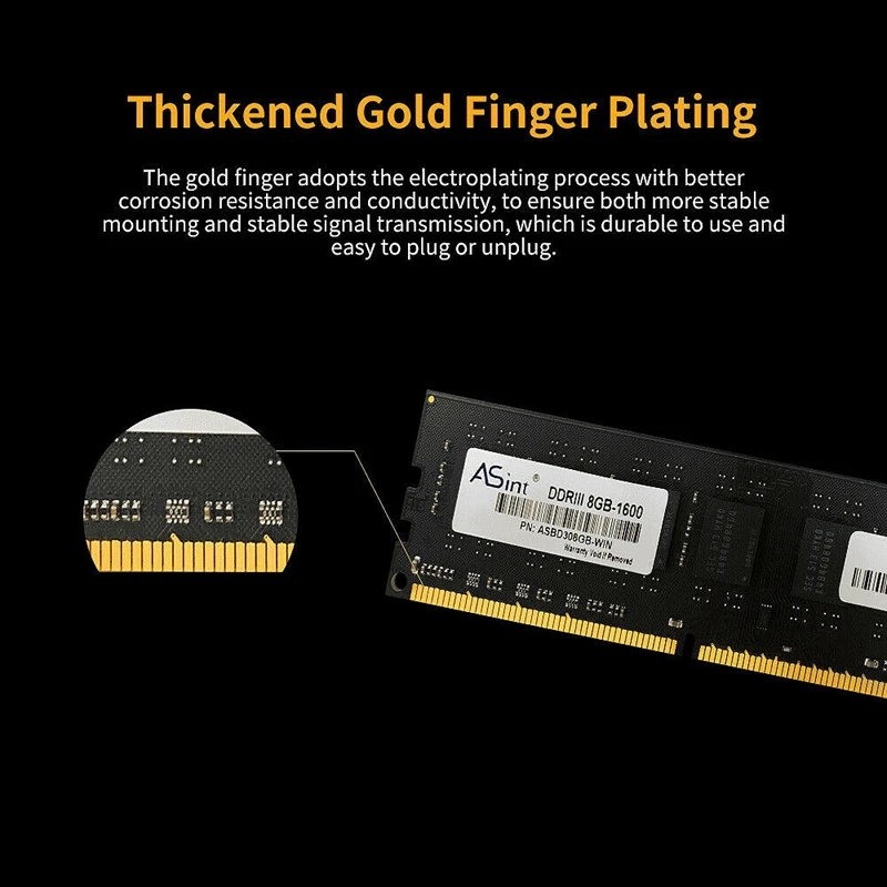 ASint DDR3 8GB Ram 1600MHz настольная память с теплоотводом 240Pin низкая мощность