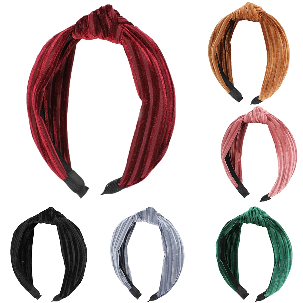 Solid Color Headband for Women Korean Soft Velvet Knotted Hairband Handmade Bowknot Hair Hoop Girls Hair Accessories