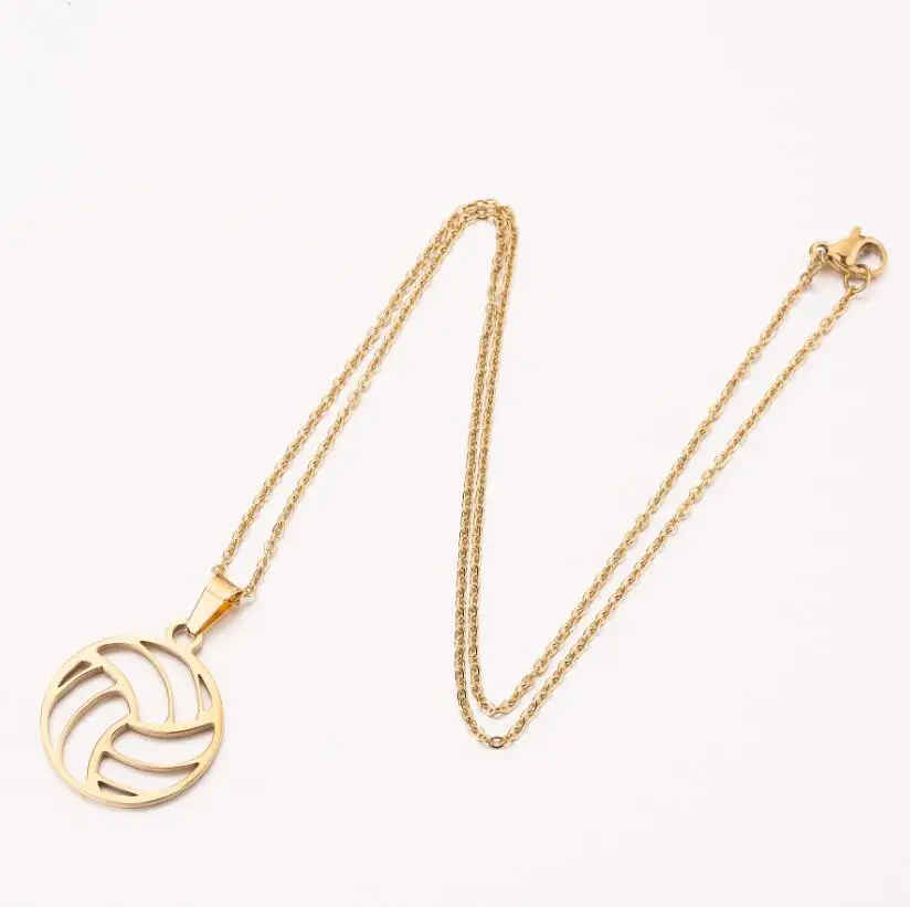 FENGLI волейбол ожерель с дизайном на спортивную тематику для Для женщин Для мужчин Нержавеющая сталь Подвески на цепочках и ожерелья украшение для чокера ожерелья воротник