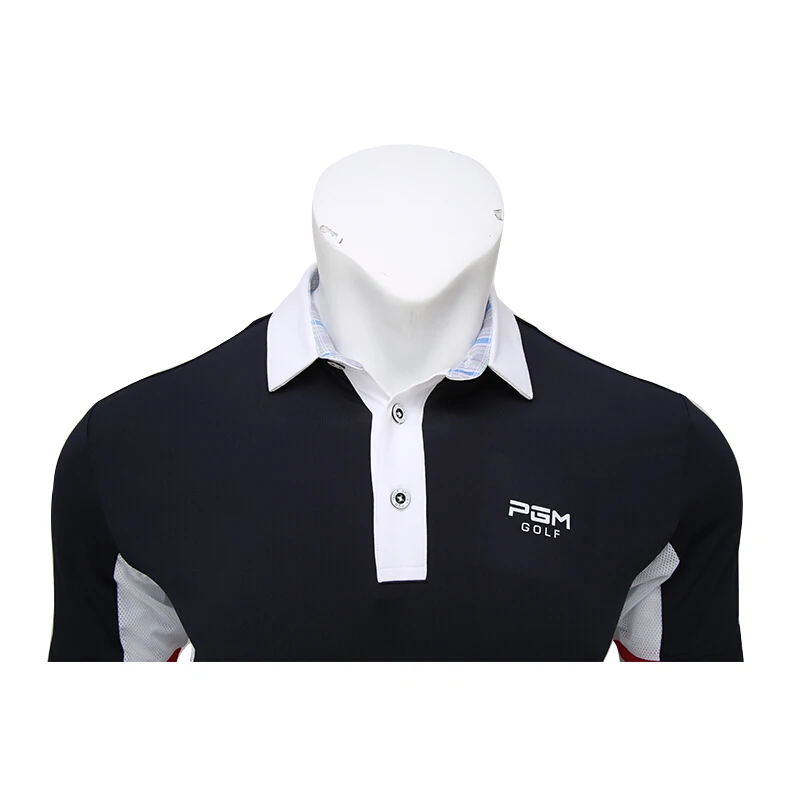 PGM Golf Мужская футболка, мужские топы с коротким рукавом, одежда для гольфа, летняя спортивная футболка поло, дышащая молочная шелковая сетка