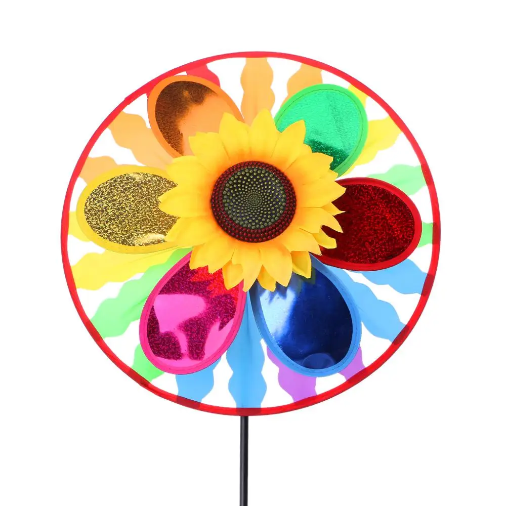 

Sunflower Windmill Wind Spinner Rainbow Whirligig Wheel Home Lawn Yard Decor New