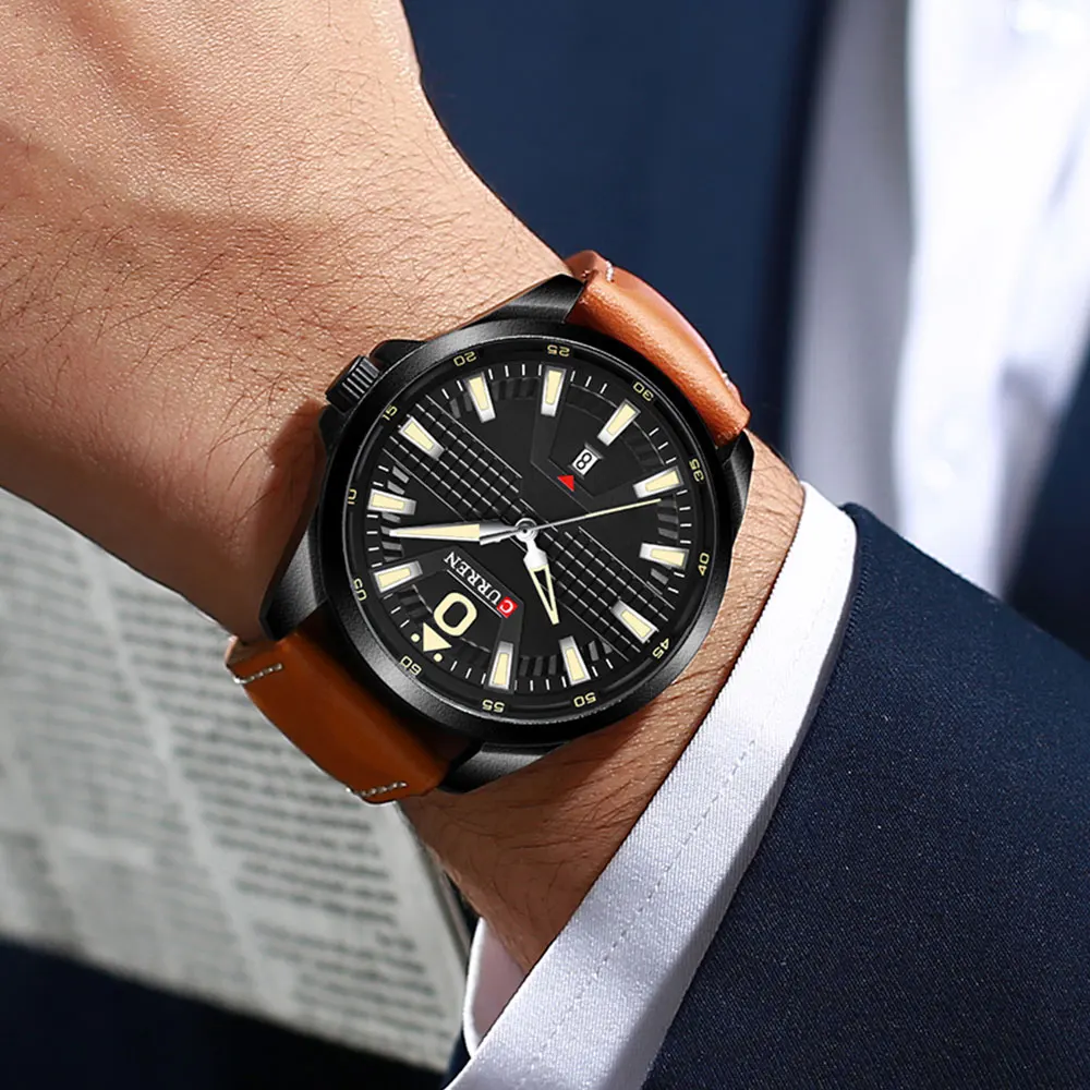 Модный бренд CURREN Кварцевые часы с кожаным ремешком мужские деловые наручные часы Авто Дата мужские часы Relogio Masculino