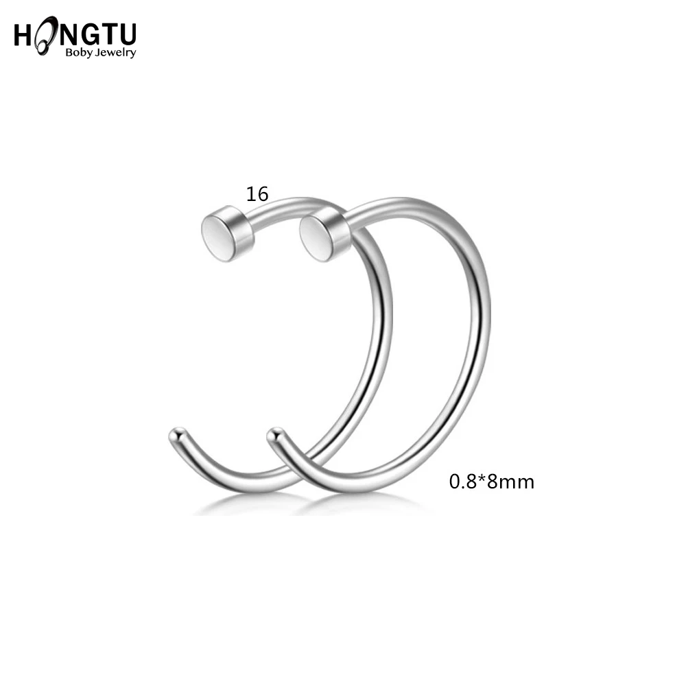 HONGTU Stainless Steel Nose Ring Studs Hoop for Women 20g Nose Ring CZ L Shape Nose Piercing Septum Piercing Body Jewelry Gift