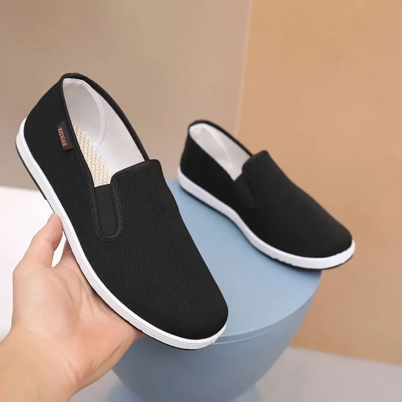 

Casual Men Cotton Black Shoes Breathable Mens Slip On Loafers Male Shoe Man Shoes For Work Kongfu Running Sneakers
