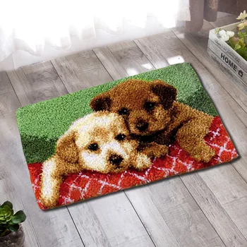 

DIY Animal Series Latch Hook Rug Kits Dogs 3D Segment Embroidery Pillow Wool Cross Stitch Carpet Embroidery Latch Hook Pillow