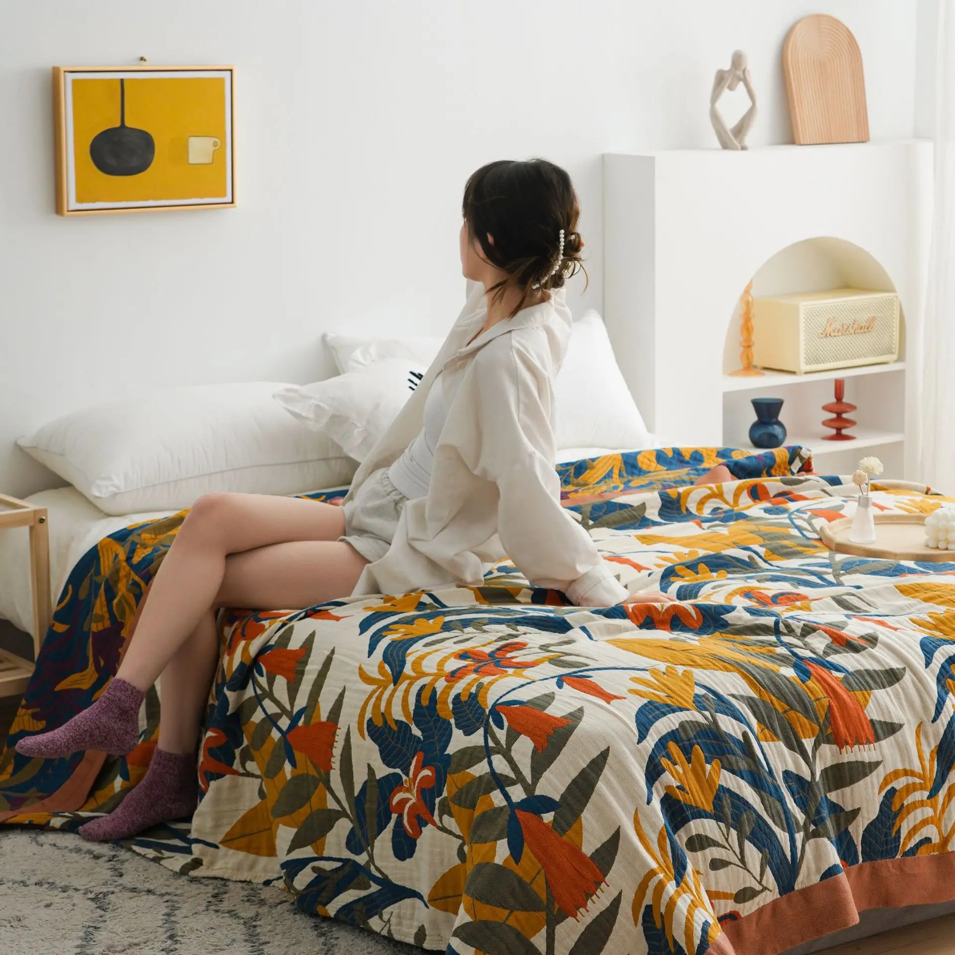 Nordic throw blanket 100% Cotton summer cool quilt single double king size blankets soft Breathable bedspread boho sofa towel | Дом и сад