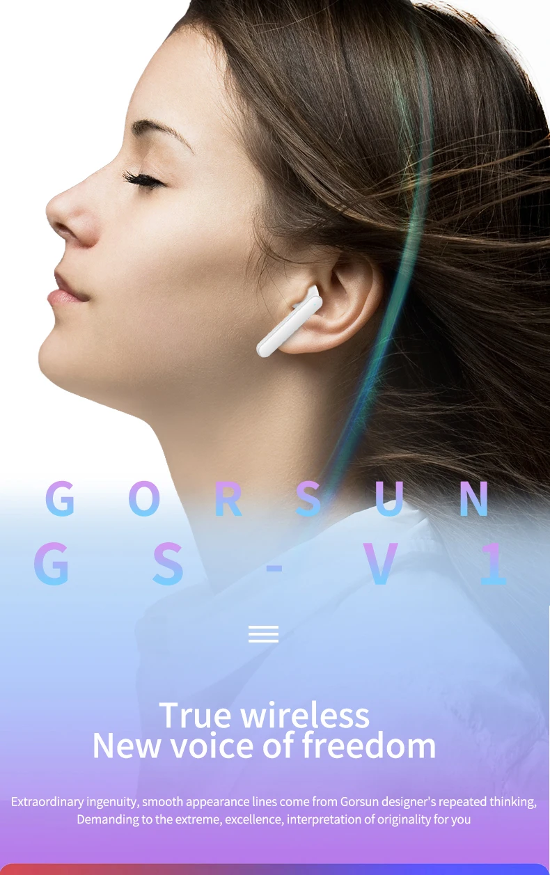 Gorsun V2 Bluetooth наушники v5.0 наушники-вкладыши TWS отпечатков пальцев сенсорные смарт-наушники авто-пара с высоким разрешением стерео микрофон